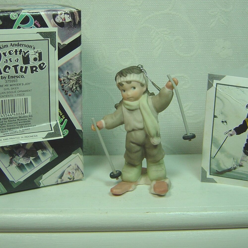 Kim Anderson Pretty as a Picture ornament-"You're My Winter's Joy"-girl skier